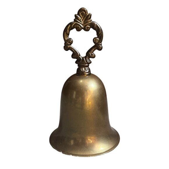 Antique Brass Hand Bell With Ornate Handle 6" Tall Vintage Home Décor Or Collect - Picture 1 of 7